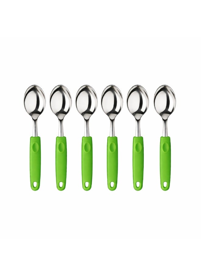 ديسينت ديسنت ستينلس ستيل تي سبون سِت أوف 6 | ميرر فينيش | إيرغونومِك هاندل | دزرت آند كوفي سبون سِت فور هوم، كيتشن، ريستورانت، ديش واشر سيف - Image 1